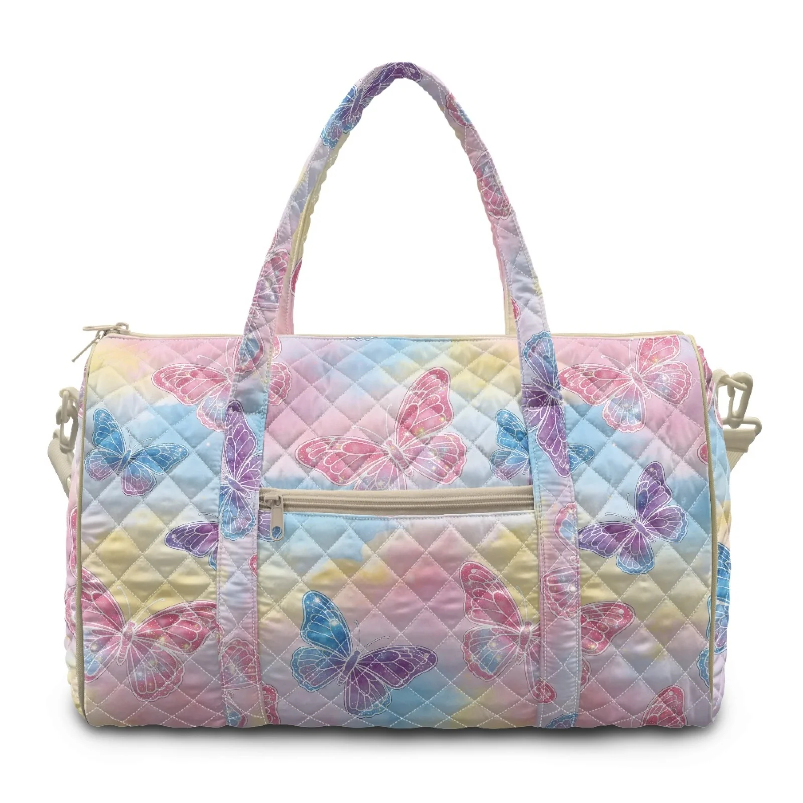 Coloranimal Handheld Quilted Tote Bag Large Capacity Travel Bags for Workout Women Butterfly Print New Trend