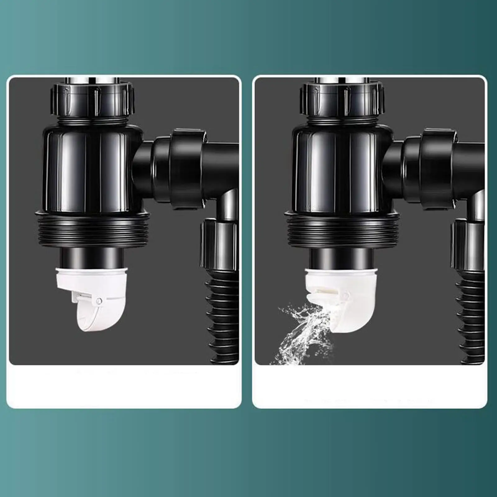 Flexible Drain Hose Extension for Sink Dishwasher Washing Machine PP Pipe Universal Black 4.3cm