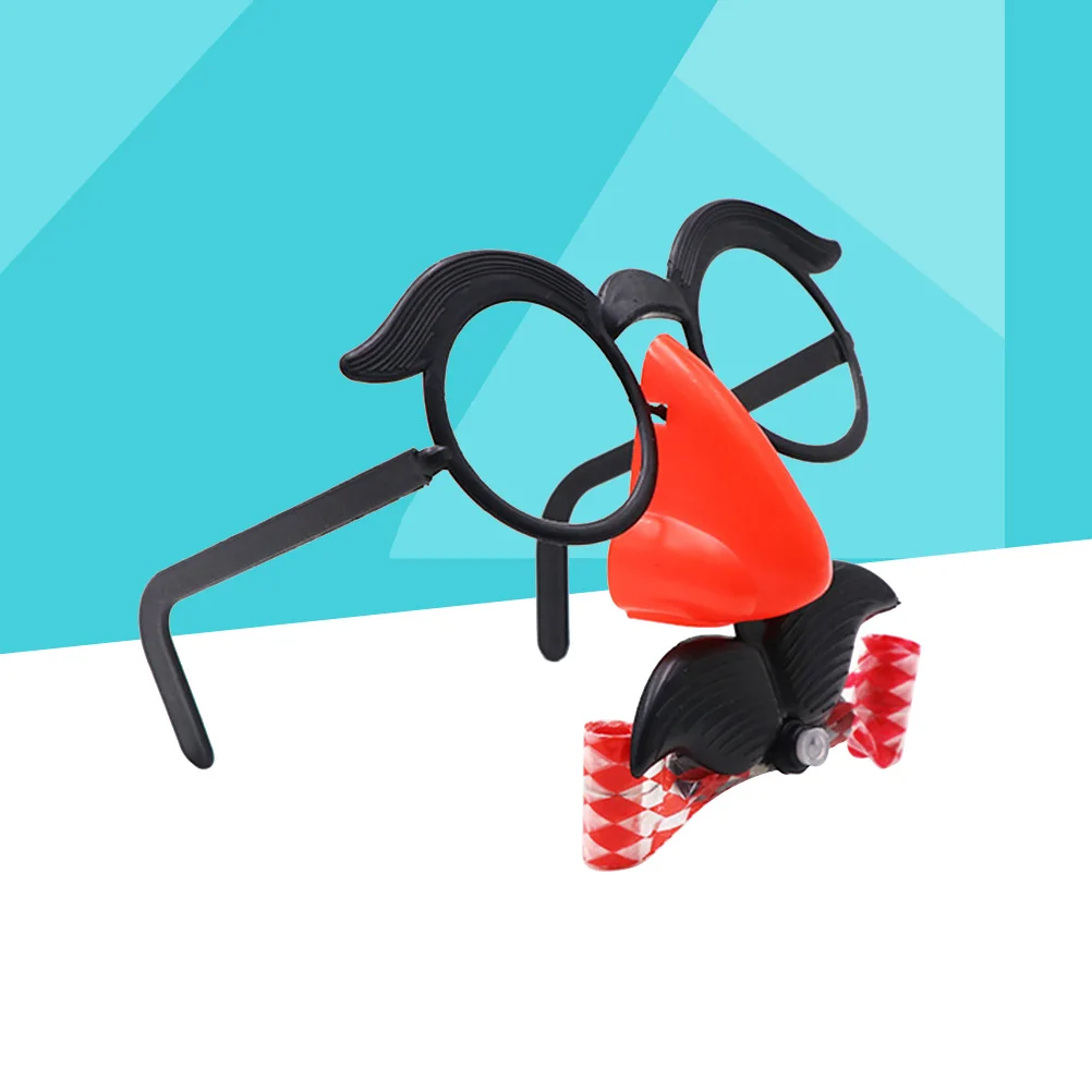 2pcs Funny Mustache Nose Glasses Whistle Prank Blowout Dragon Costume Round Frame Lightweight Eyebrow Gag Joke For