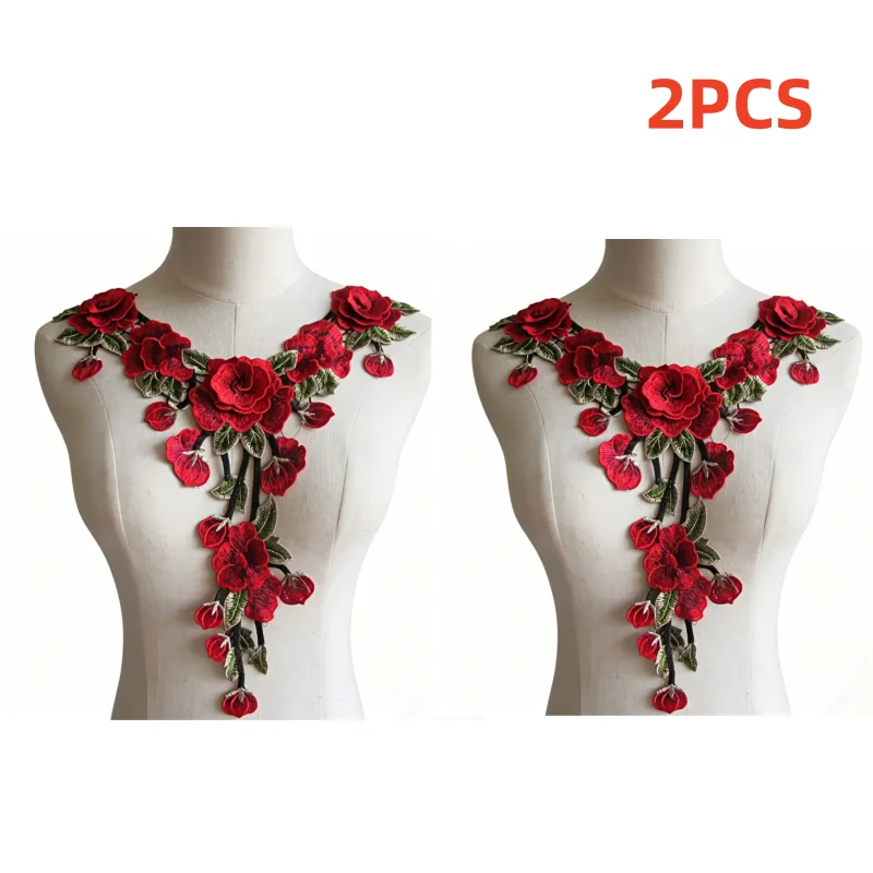2 pièces d'accessoires vestimentaires brodés en trois dimensions, exquis et élégants, pour le bricolage