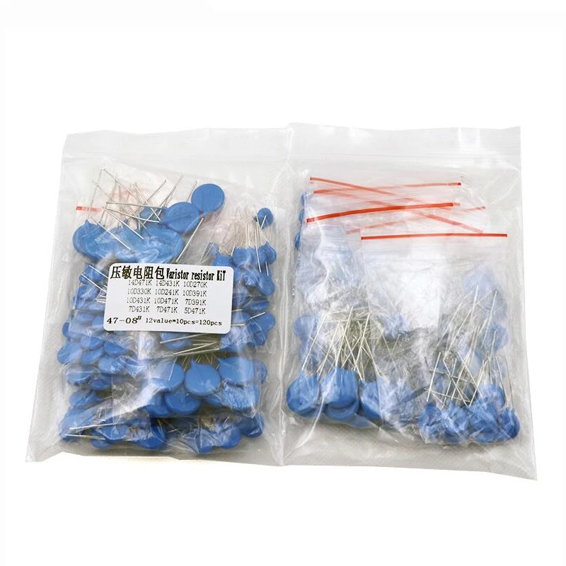 100 Uds = 12 valores * 10 Uds kit surtido de resistencias varistor 5D471K 7D471K 7D431K 7D391K 10D471K 10D431K 10D391K 14D471K 14D431K 10D241K