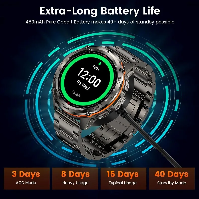 T3 Ultra GPS Smart Watch for Men-Pressure/Altitude/Compass, Extra-Large Battery, Stainless Steel Unibody Rugged Mili
