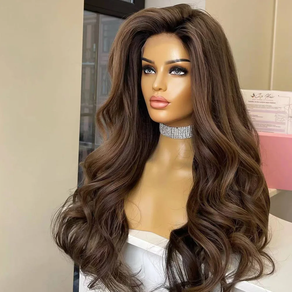 Highlight Dark Brown Colored Wig Human Hair