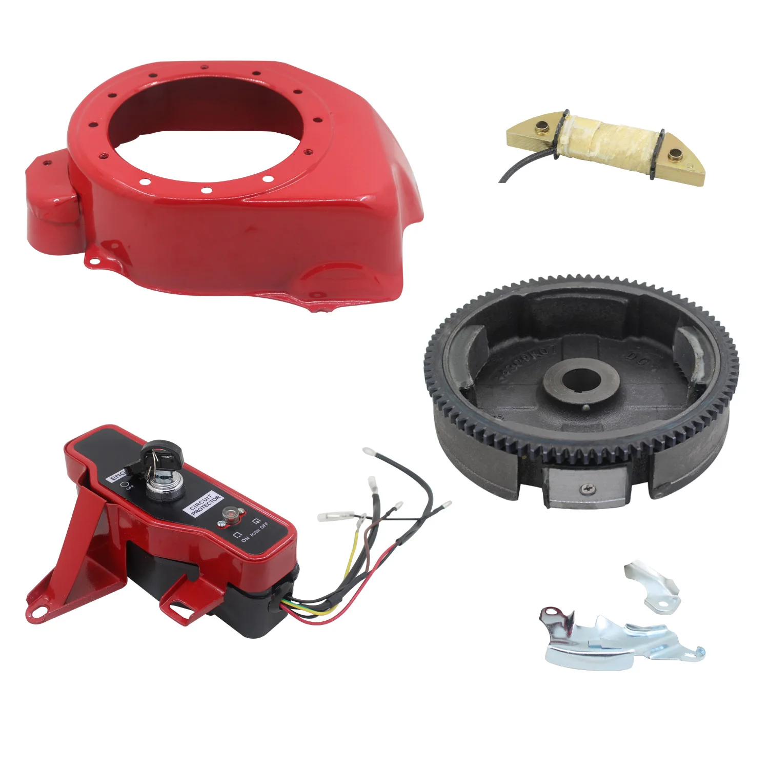 168/170/177/188/190F/GX160/390/2-8KW gasoline generator electric starter kit Electric Start Flywheel Starter Motor Flywheel Fit