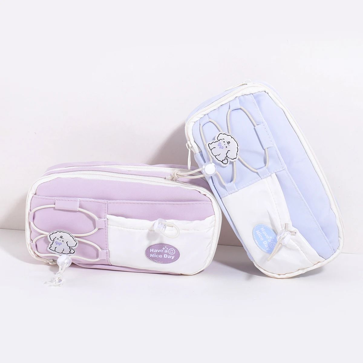 9 Layers Large Capacity Drawstring Pencil Case, Cute Puppy Multi Layer Stationery Storage Bag Portable School Supplies view 3