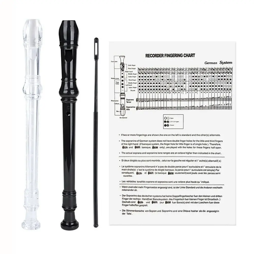 High Quality Plastic 8 Hole Clarinet With Cleaning Stick Good Airtightness Long Flute G Key Recorder