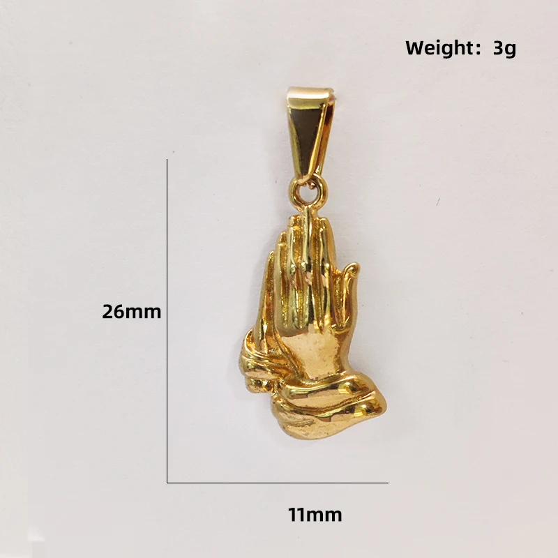 Hip Hop Style Praying Hands Pendant 18k Gold Plated stainless steel charms Men\'s Jewelry Accessories