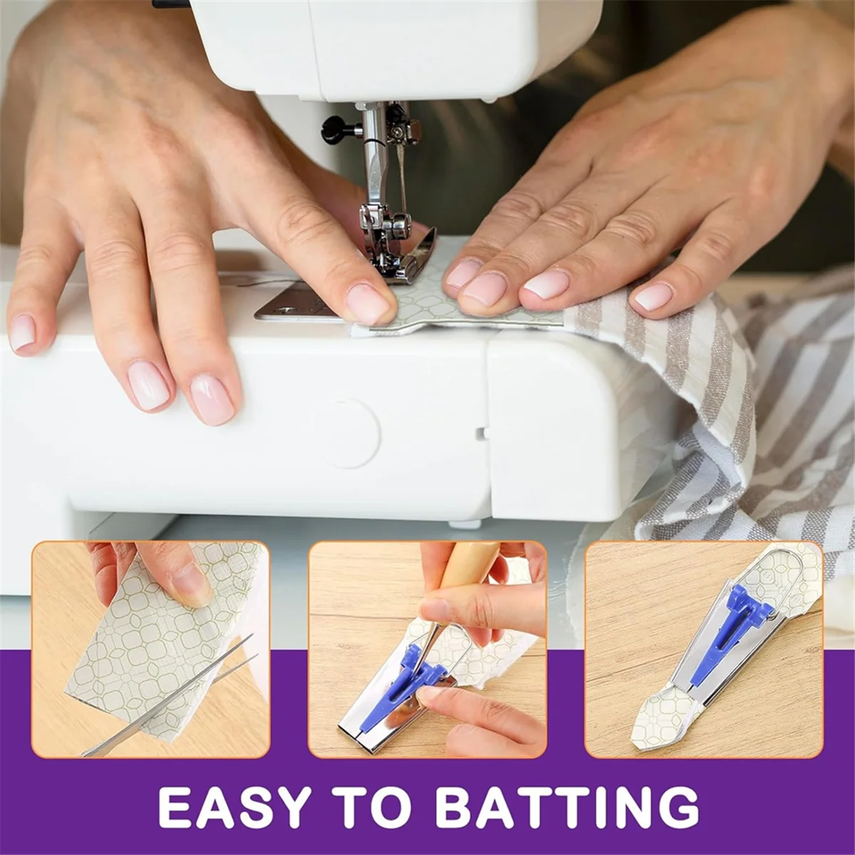 

4 Rolls JellyRoll Batting Strips for Rugs, Accessories Sasher Tool Awl Tube Ruler Quilting for Upholstery Projects B