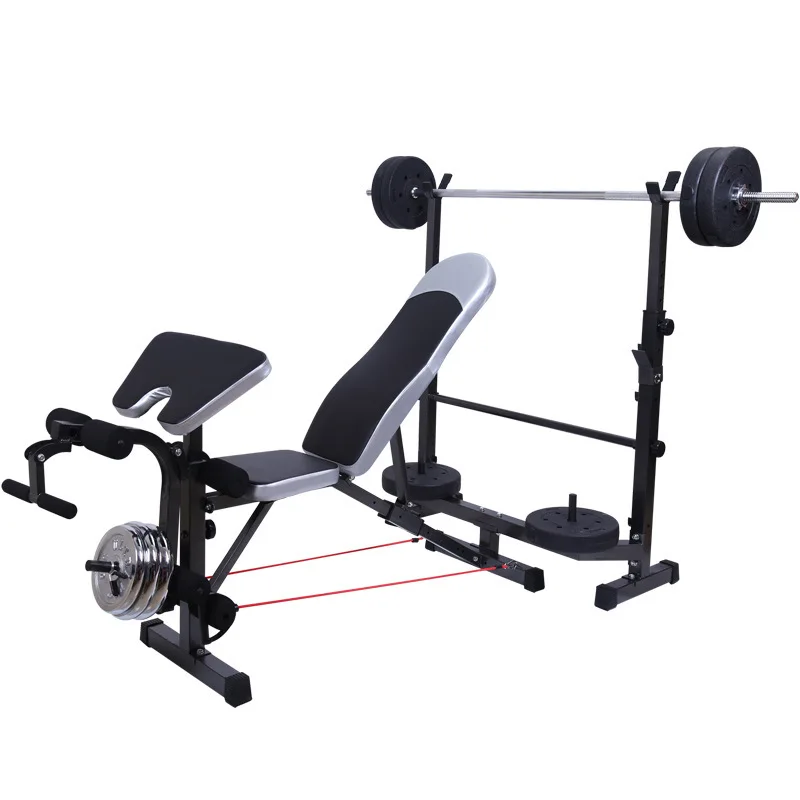 Barbell Rack Integrated Adjustable Weight Bench Home Multi-Press Training Gear