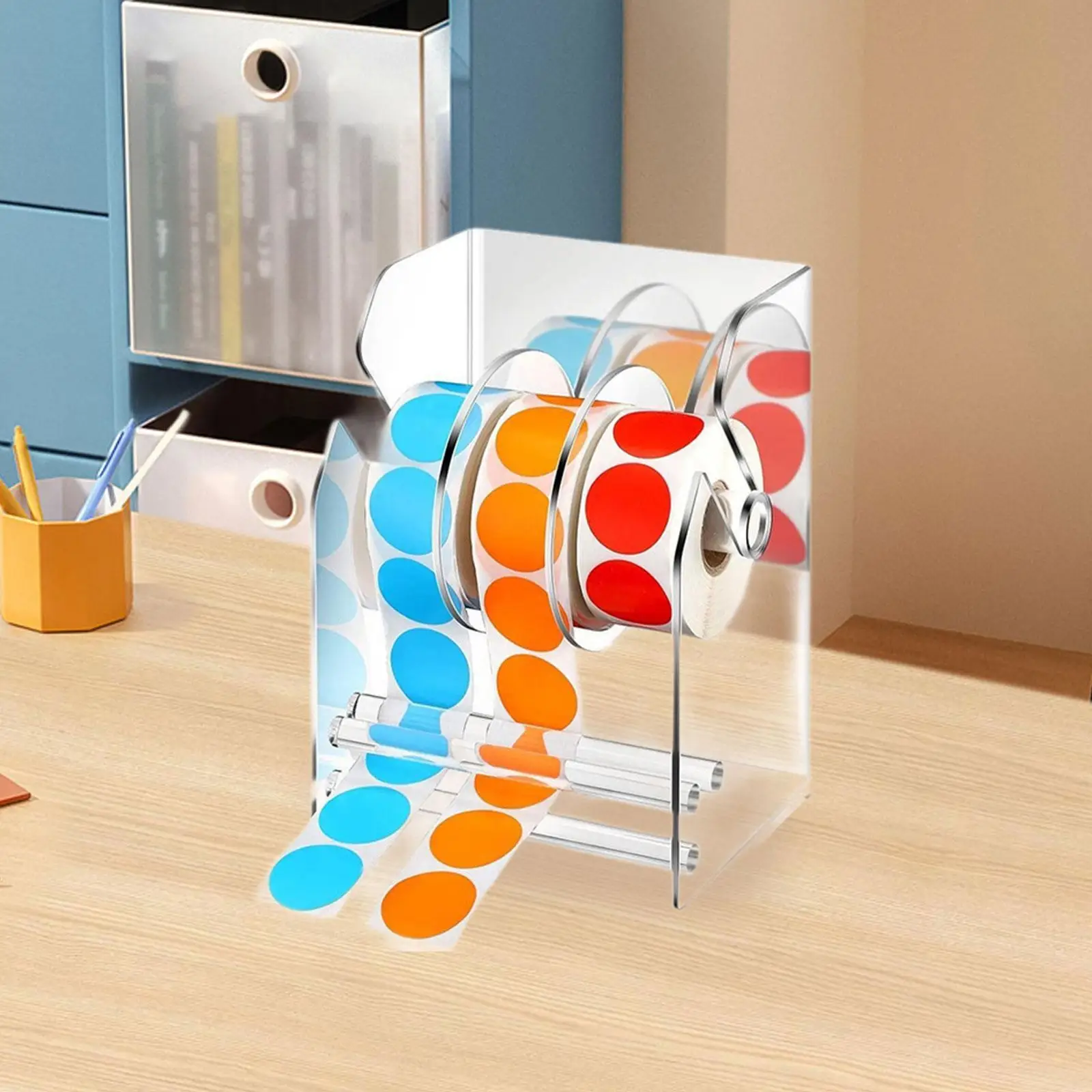 

Adjustable Label Dispenser Sticker Roll Dispenser Rack Adjustable Acrylic Sticker Holder Transparent for Desktop Holding Home