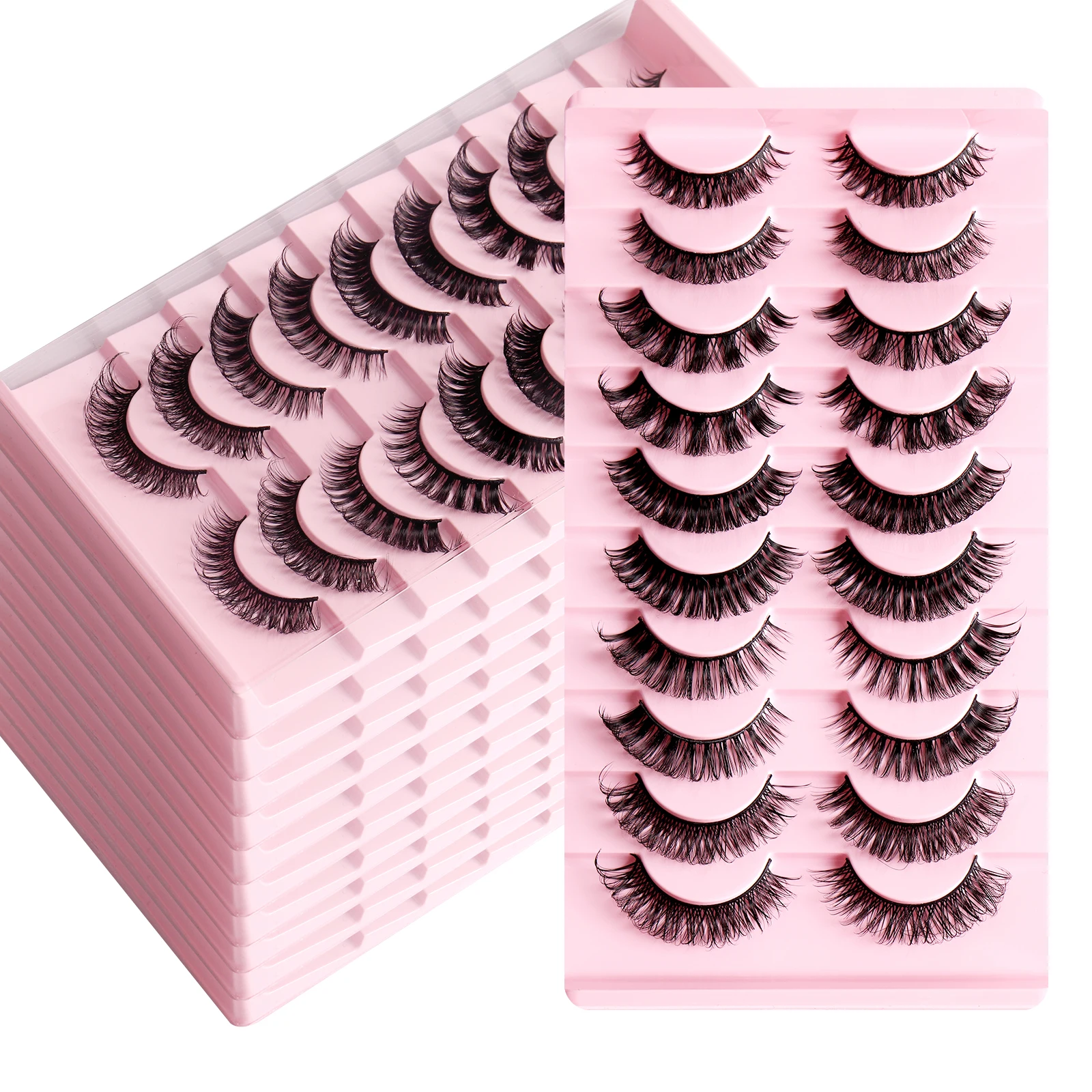 Russian Strip Lashes 10 Pairs Fluffy Mink Lashes 3D False Eyelashes Russian Volume Eyelashes Fake Eyelashes Giveaway Makeup Hot