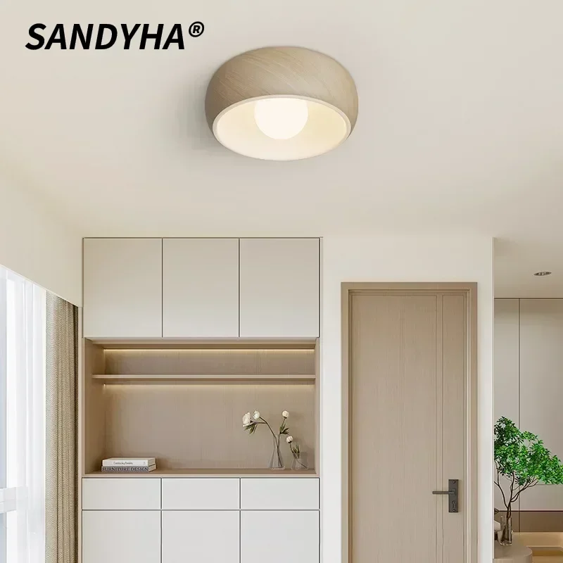 SANDYHA Cream Ceiling Light White Circular LED Hanging Chandelier for Bedroom Dining Table Corridor Home Decor Lighting Fixture