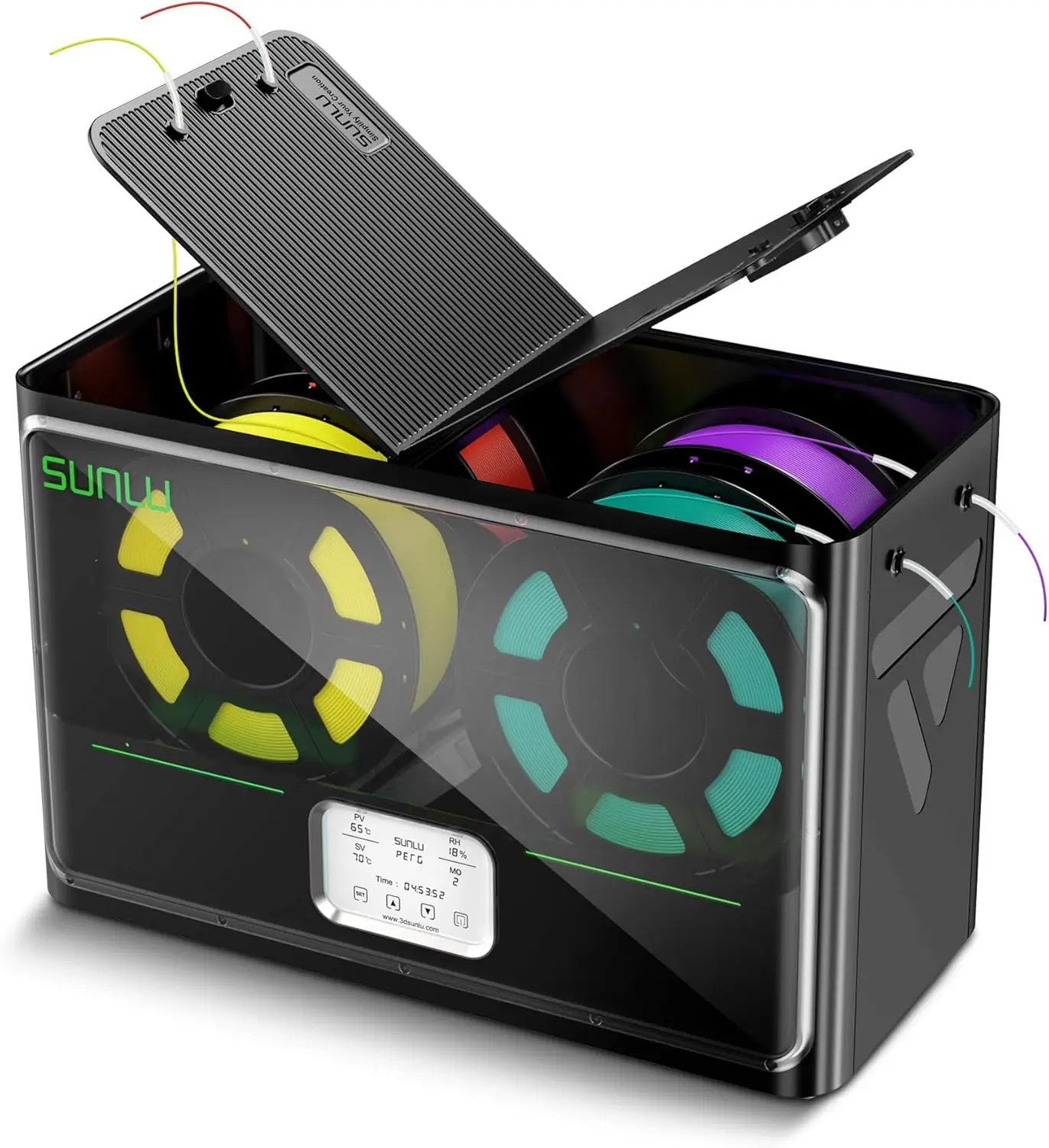 

4-Spool 3D Printer Filament Dryer with 350W Heater, 3 Fans, Adjustable Temp & Timer for PLA ABS PETG TPU