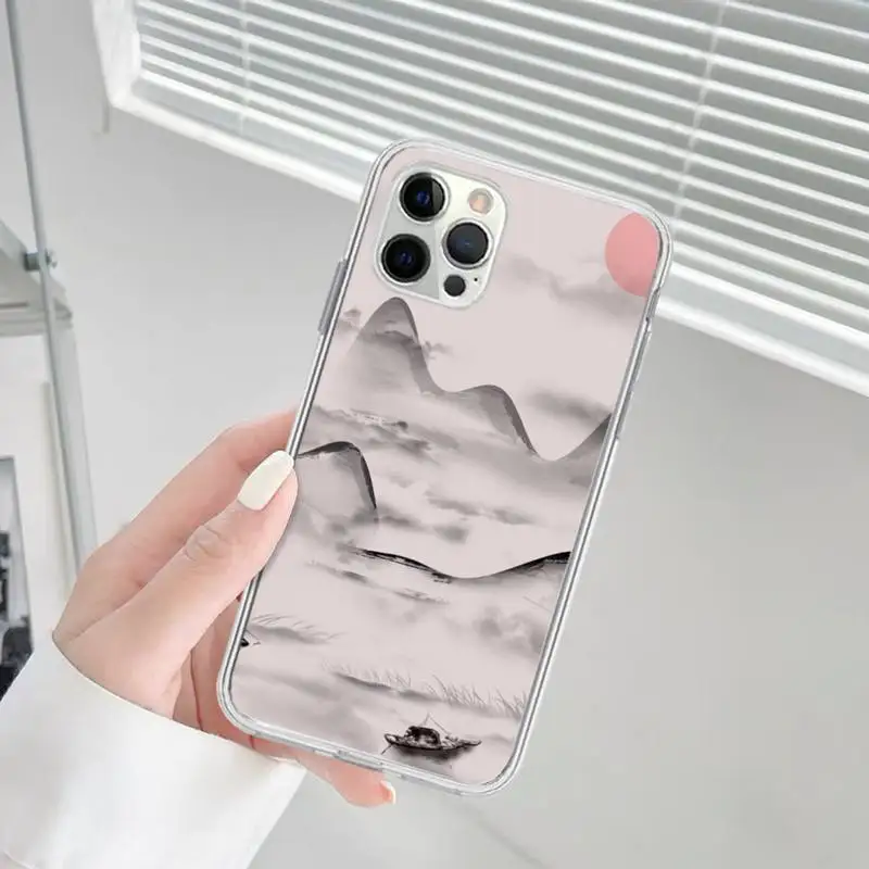 Chinese Style Ink Painting Phone Case for iPhone 11 12 13 Mini Pro Max 8 7 6 6S Plus X 5 S SE 2020 XR XS 10 case image 3