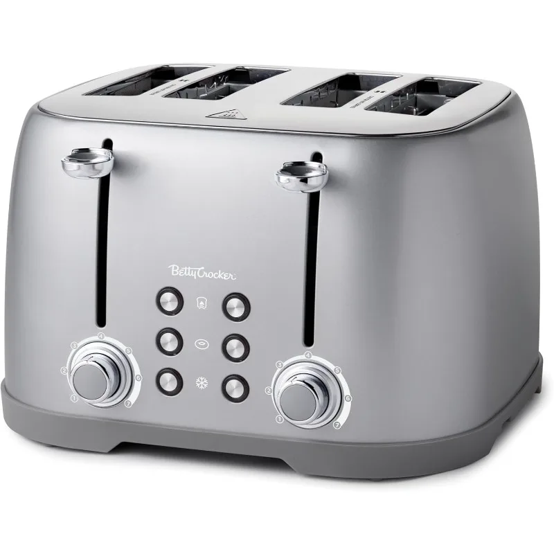 

4-Slice Multi-Function Toaster, for Thick Bread, Bagel & Waffle, Toast Shade Control Dial, Slide Out Crumb Tray, Silver