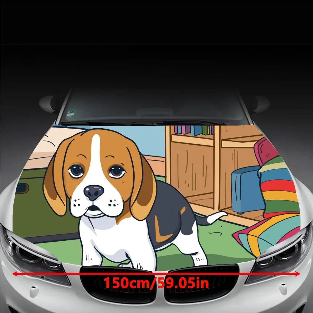 Cartoon Animal Beagle Home Print Car Hood Wrap Color Vinyl Sticker Truck Graphic Bonnet DIY Auto Accessories Decoration Decal