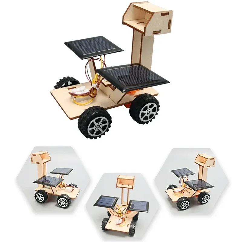 Wooden Solar Energy Lunar Rover Model Kids Science Toy Technology Physics Kit Learning Educational Toys for Children