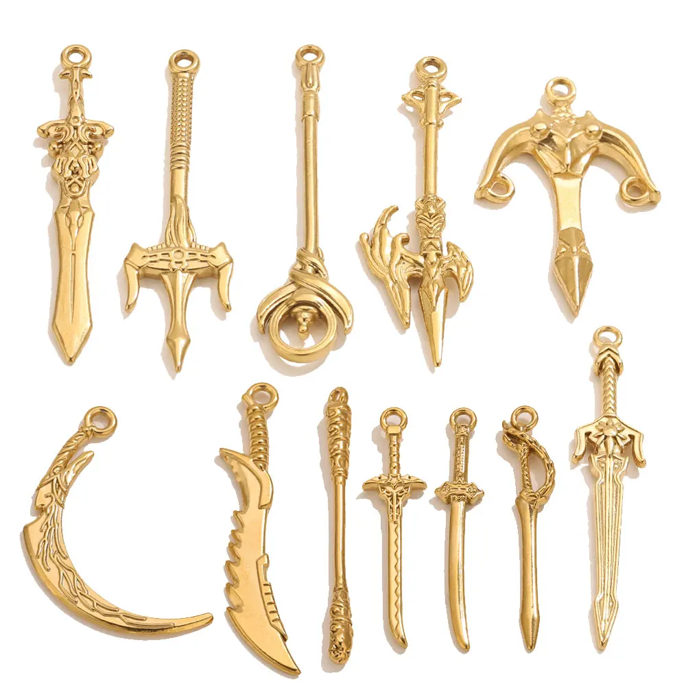 

3pcs Stainless Steel Mini Knife Sword Charms For Jewelry Making Pendant DIY Necklace Keychain Jewelry Handmade Craft Accessories