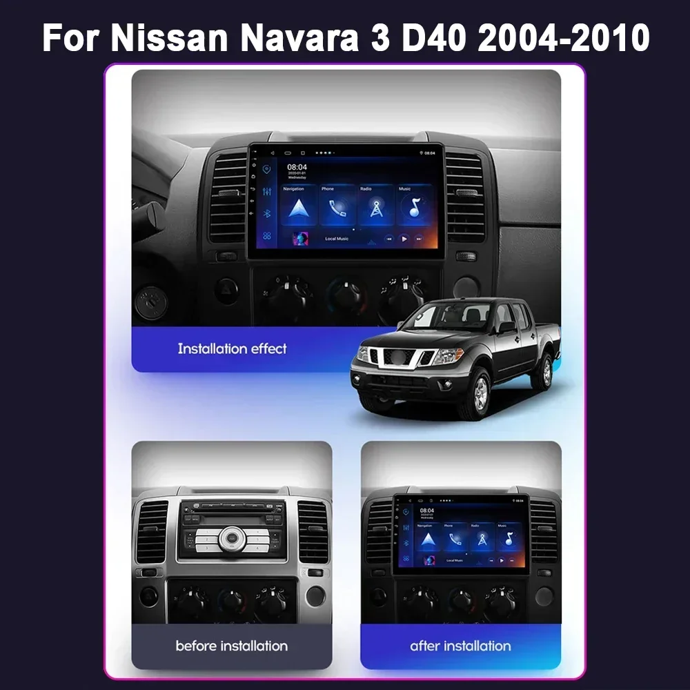 Car Radio For Nissan Navara 3 D40 2004-2010 Stereo Touch screen Multimedia 4G GPS Navigation Wireless Carplay Android 13