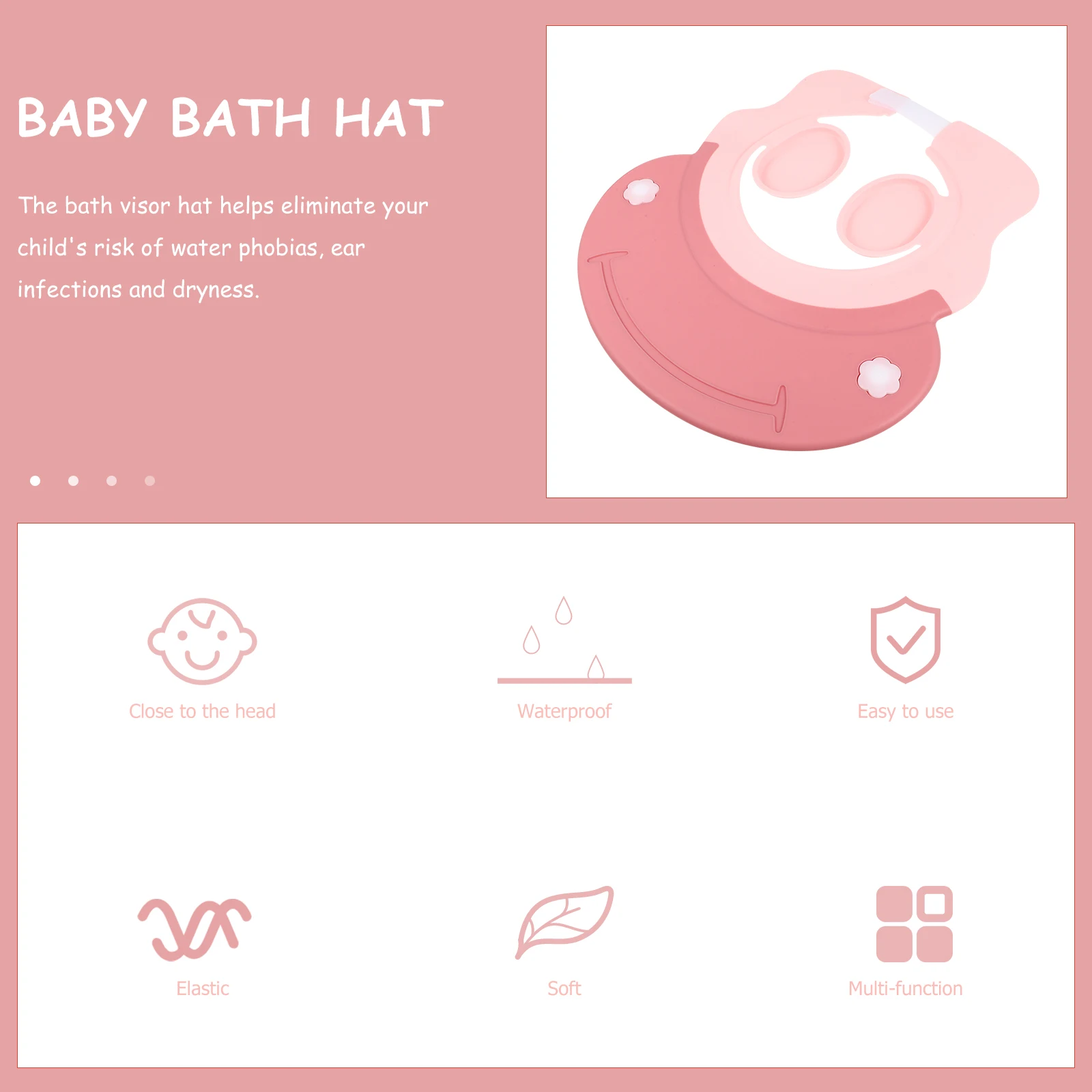 

Waterproof Baby Bath Hat TPE Material Lightweight Easy Clean Shower Visor Caps For Toddler Hair Washing Shampoo Protect Ears