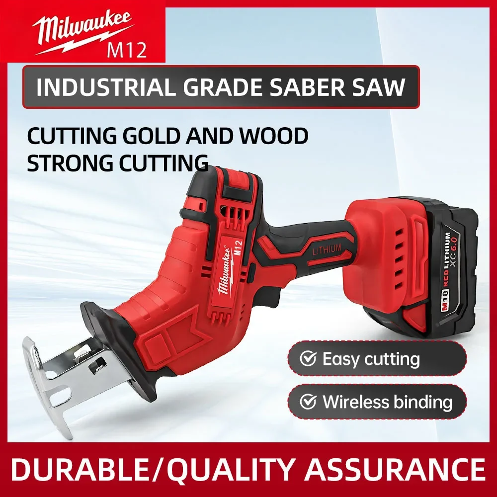 MilwaukeeM12 18V Cordless Brushless Reciprocating Saw 3000RPM Sawzall with Self-Locking Chuck Tool Only for Home Improvement