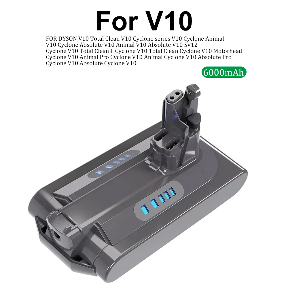 

6000mAh SV12 25.2V 6.0AH Battery for Dyson V10 Absolute V10 Fluffy Cyclone Battery Handheld Vacuum Cleaner Spare Batteryie