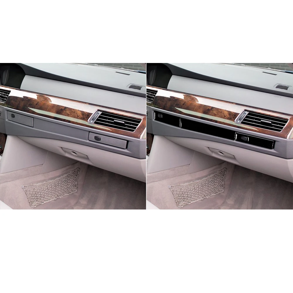 For BMW 5 Series E60 2004-2010 Car Accessories Piano Black Copilot Water Dashboard Panel Strip Interior Sticker Modification