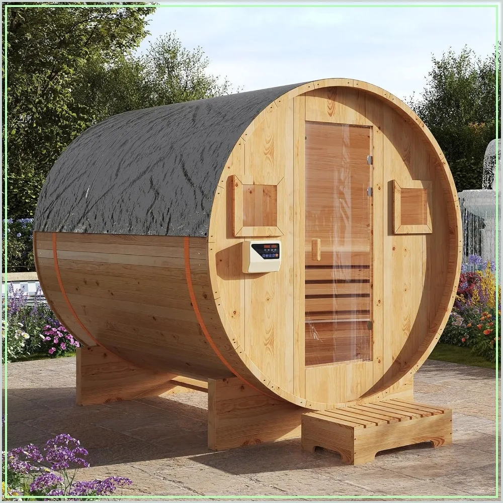 Outdoor Traditional Barrel Sauna for Home Garden Backyard Relaxation