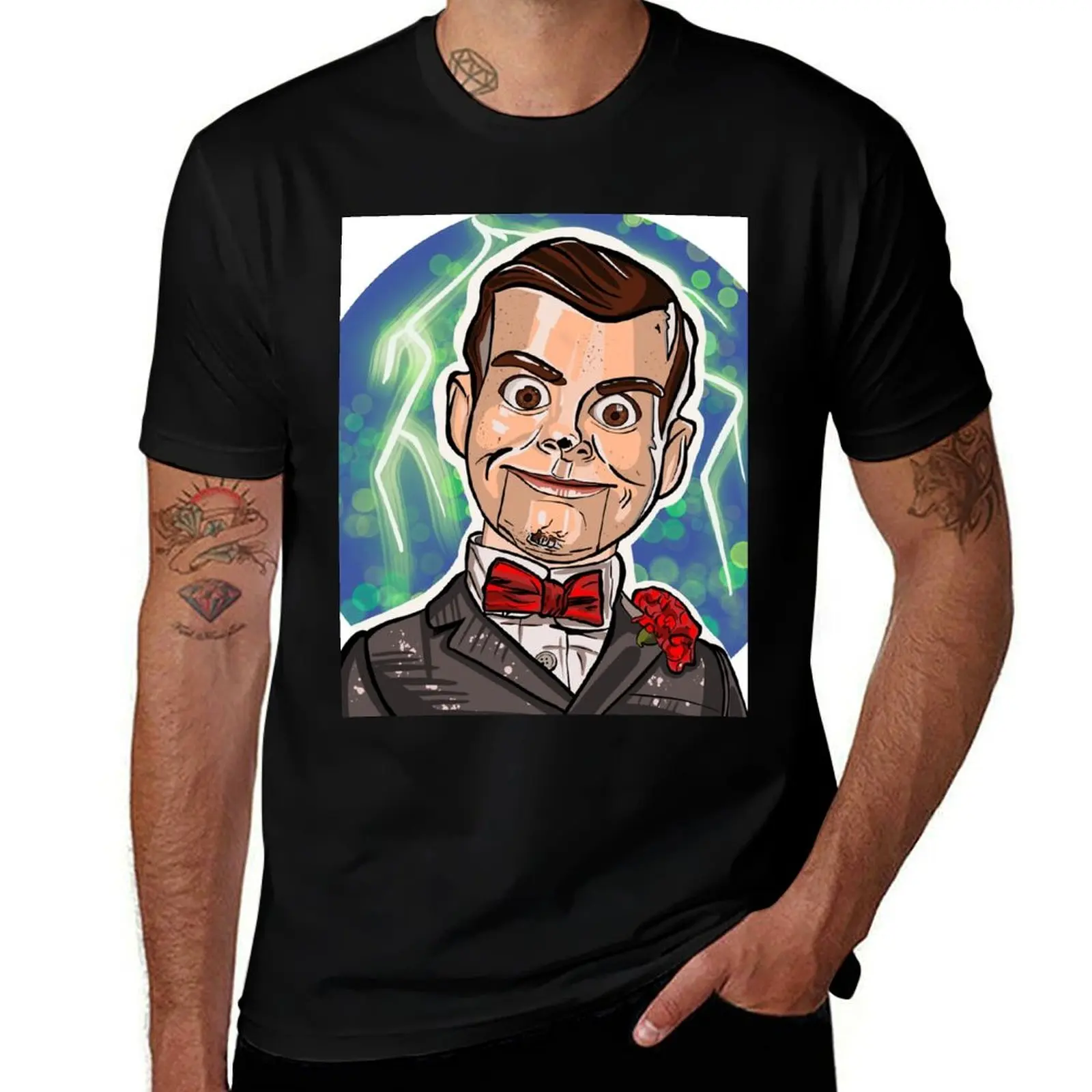 Goosebumps Slappy dummy lightning T-Shirt Big and Tall Crew Neck Tee