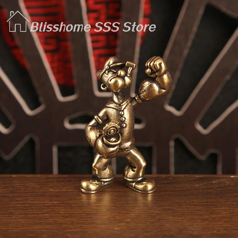 【S】1/2PCS Popeye The Sailor Man Figure Brass Home Decor Office Desk Tea Table Art Ornaments Decorative Car Home Desktop