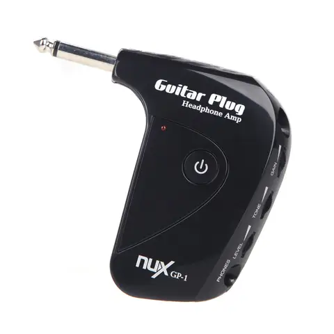 NUX GP-1 Electric Guitar Plug Mini Headphone Amp Built-in Distortion Effect Compact Portable Black Two AAA 1.5 Alkaline