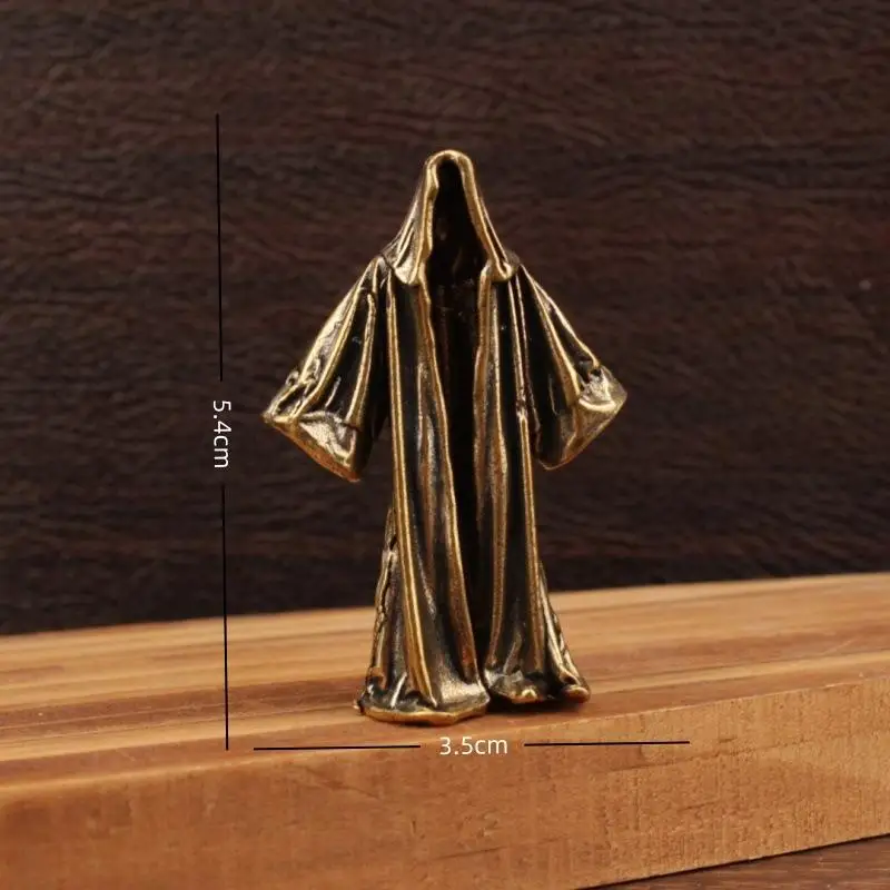 Mini-Schleiermann-Figur ohne Gesicht, Vintage-Messingstatue, kleines Dekorationsstück für das Arbeitszimmer, Schreibtisch, Weihnachtsgeschenk – Detail 10