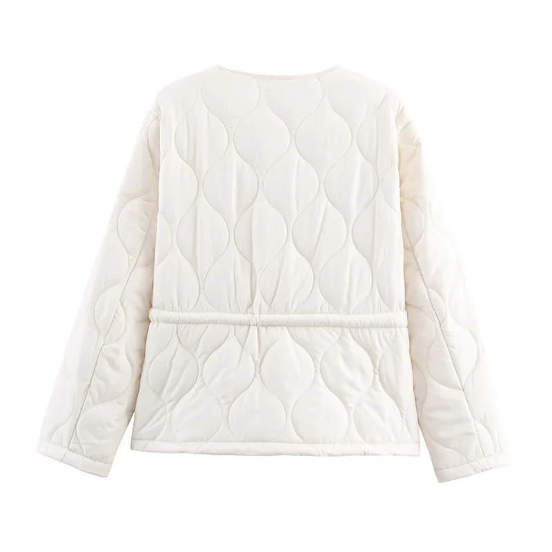 Jaqueta feminina moderna de algodão com cinto, opções de 4 cores para outono, design sexy e elegante