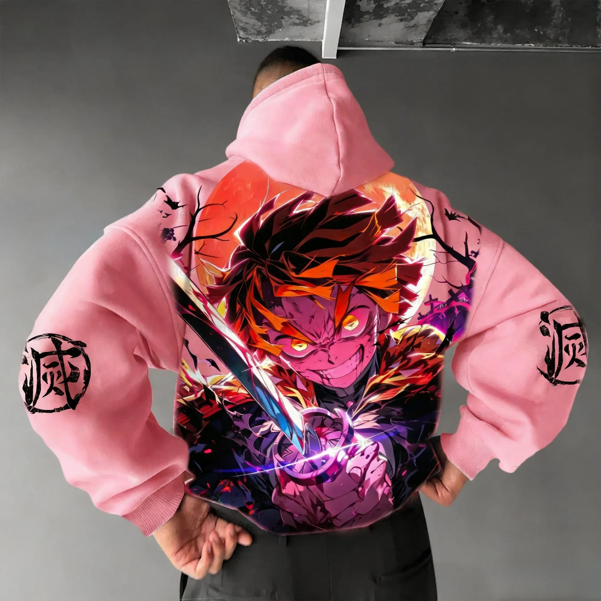 Demon Slayer Halloween Joint Hoodie 2026 Herbst/Winter Herren Kamado Tanjirou Anime Bedruckt Lässige Sport Eltern-Kind-Top