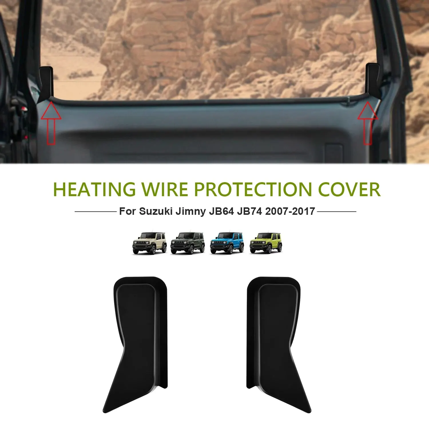 2PCS Rear Windshield Heating Wire Protection Cover Black ABS For Suzuki Jimny JB23 JB43 2007-2017 Demister Cover New Arrival
