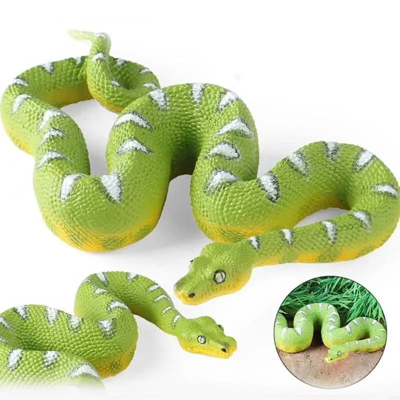M89C Handmade Painted Snake and Baby Figurine Realistic Wild Animals Kingdom Toy Craft Supplies for Children Student