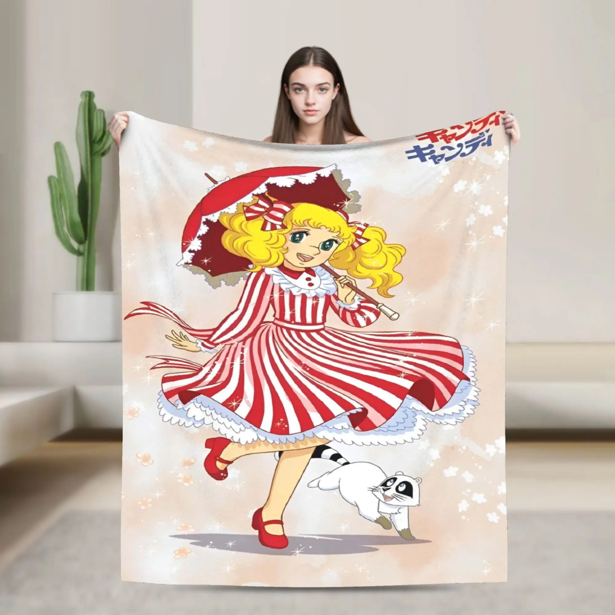 

Candy Candy Blankets Romance Anime Manga Flannel Vintage Warm Throw Blankets for Coverlet All Season
