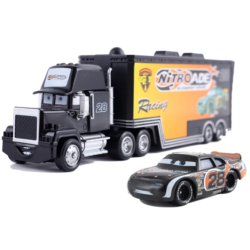 Pixar Cars Lightning McQueen F1 Jackson Mack Container Truck Set 1/55 Ratio Die Casting Model Cars Toys Child Christmas Gifts