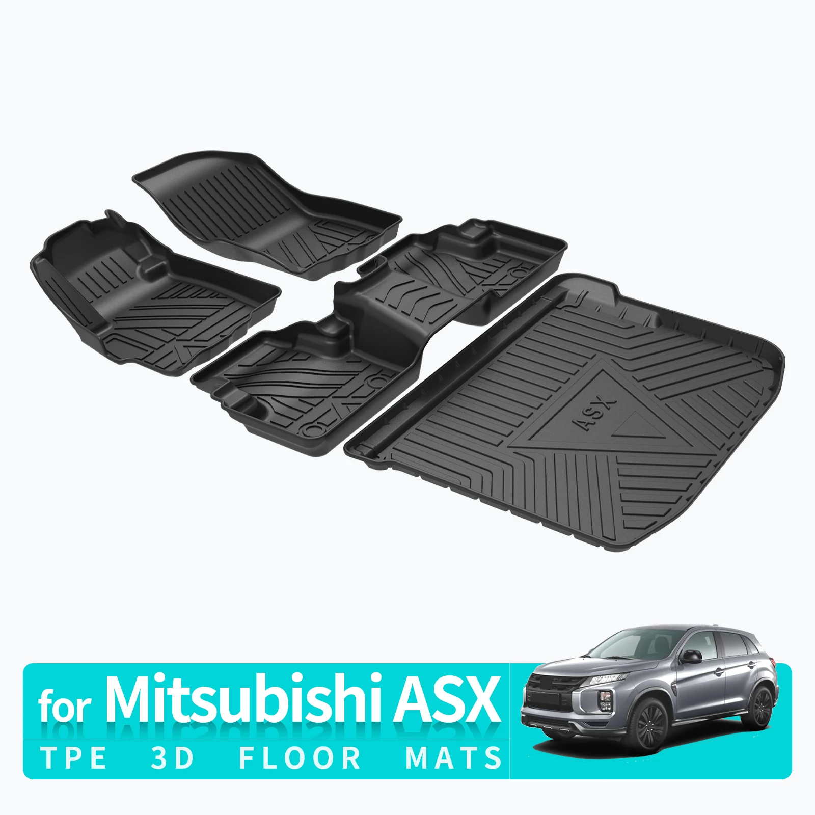 

Car Floor Mats for Mitsubishi ASX 2020-2023 Trunk Backrest Pad TPE