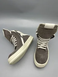 Brand R0 Genuine Leather Sneaker Men Sneaker Lace-up Thick Bottom  Men High Top Thick Soled Women Shoes