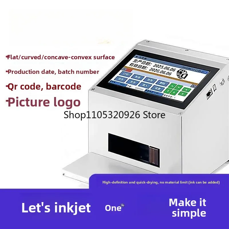 Desktop Static Inkjet Coder, Automatic Date QR Barcode Logo Printer for Bottle Cap Packaging