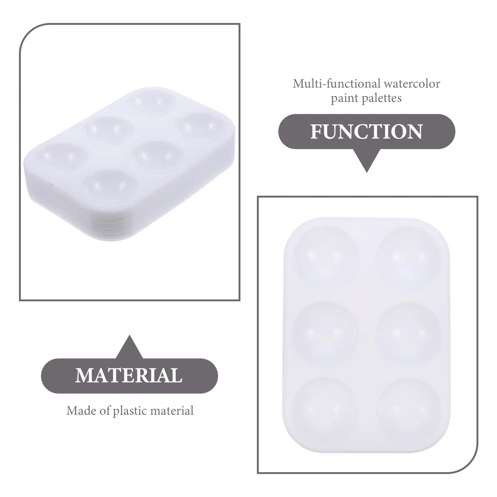 

12pcs Watercolor Mixing Plates Multi-Functional Plastic Paint Convenient Pigment Trays Art Supplies Color Display