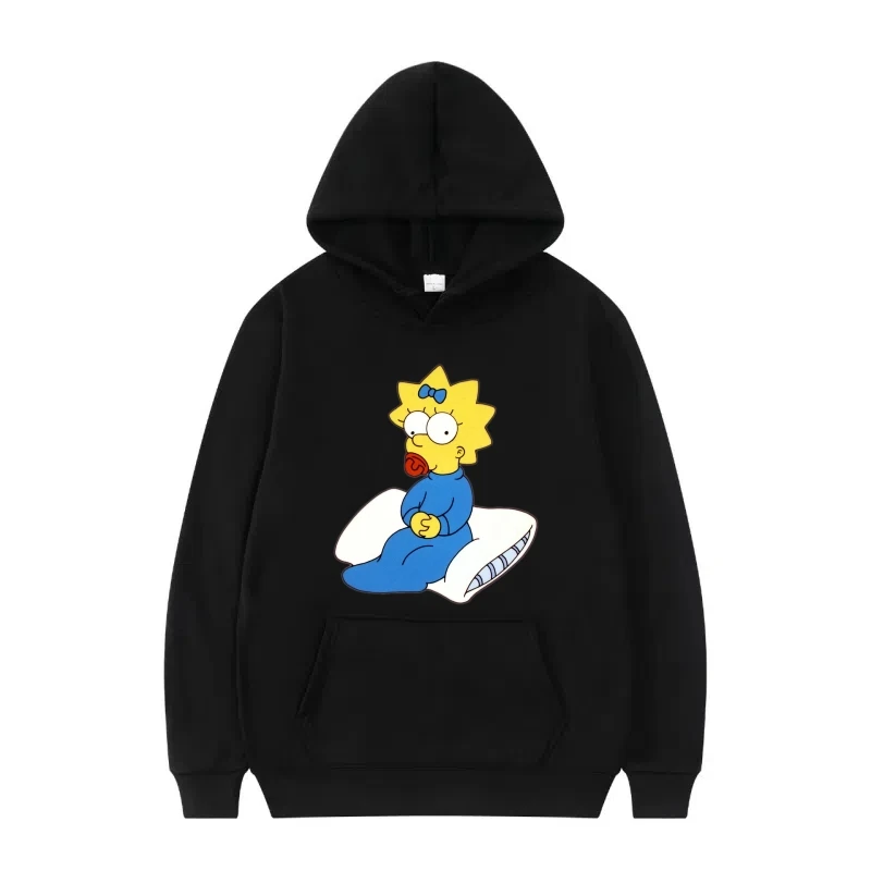 ديزني ذا سمبسنز ريترو موضة مقنعين البلوز الرجال امرأة الخريف الشتاء الصوف الأبيض بسيط البلوفرات غير رسمية Y2k الملابس