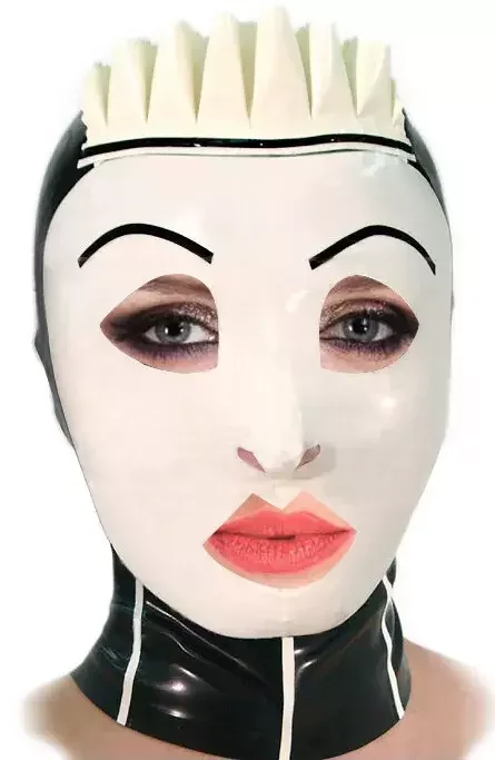 Latex Hood Rubber Mask With Headwear Drama Club Wear Cosplay Back Zip Fetish