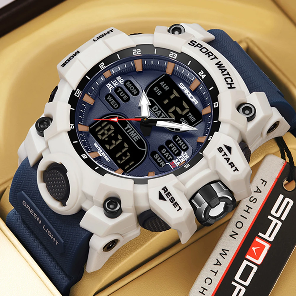 

SANDA 6126 Luxury Original Sport Wrist Watch for Men Digital Quartz Waterproof Dual Display Military Watches Relogio Masculino
