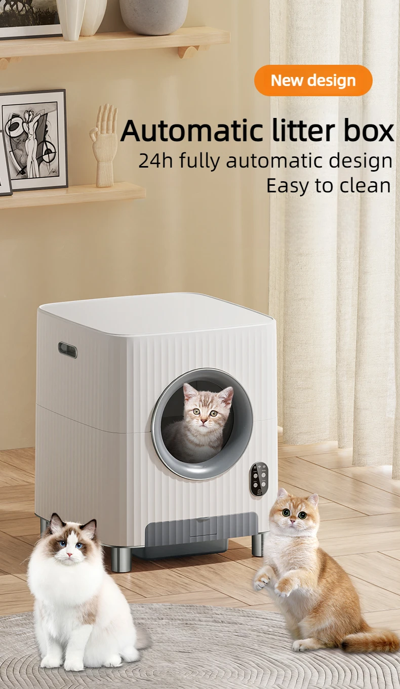 2024 new design factory direct supply automatic cat litter box with Camera app control voice record