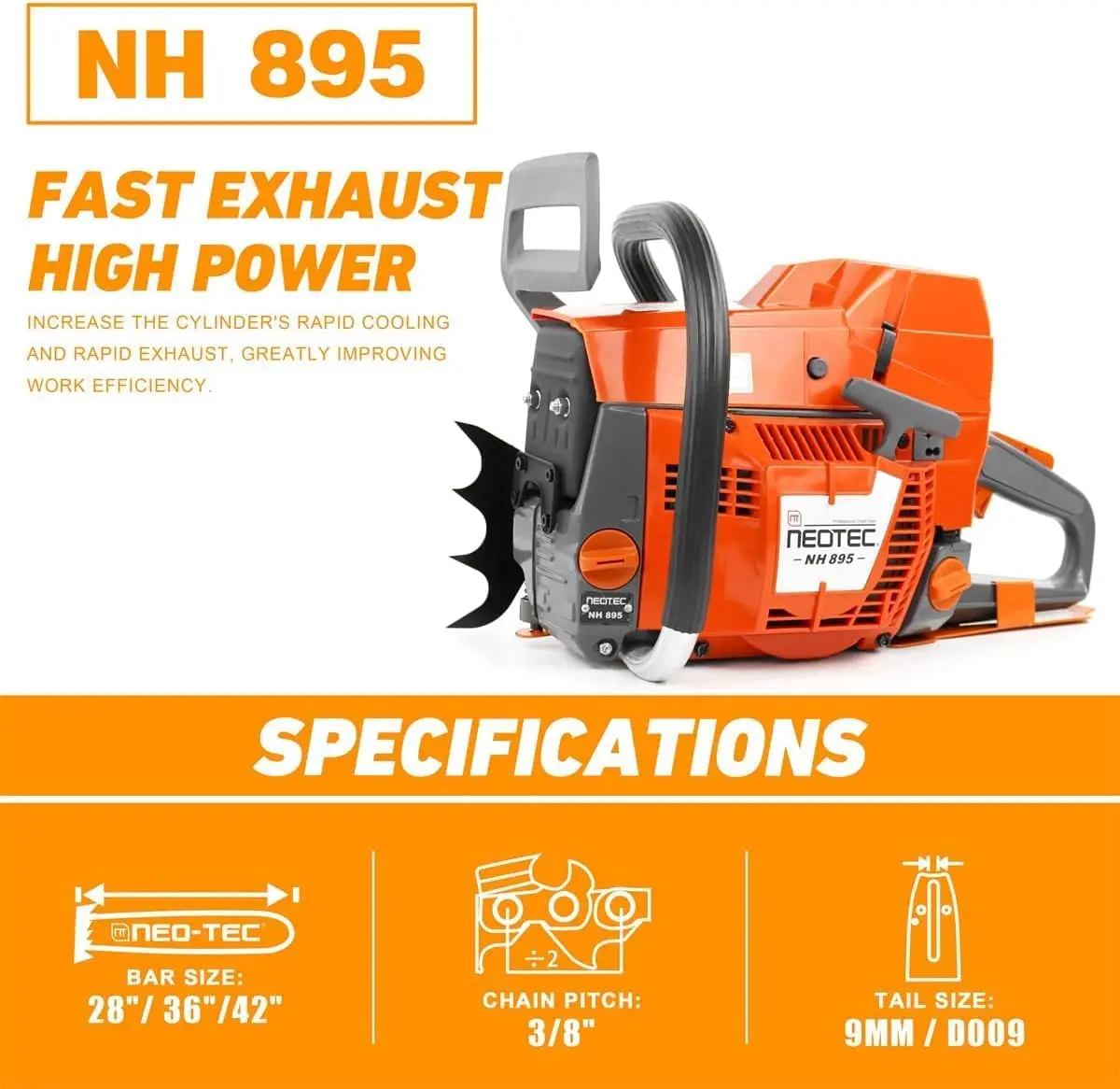 Gas Chainsaw Fit for 28/36/42 Inch Bar,94 cc Gasoline Chain Saw Power Head,All Parts Compatible with Husqvarna 394