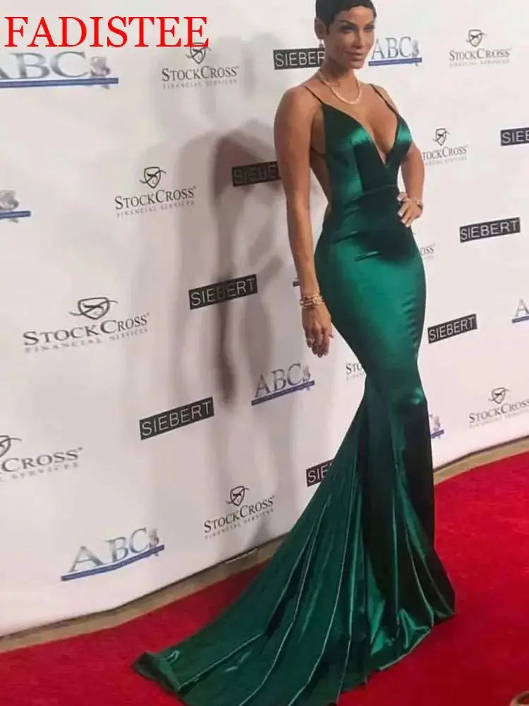 ที่กําหนดเองเซ็กซี่ลึก V คอชุดราตรี Mermaid Backless Sweep Train ชุดราตรียาวชุดราตรีชุดราตรีสปาเก็ตตี้สายรัด Vestidos De 2025