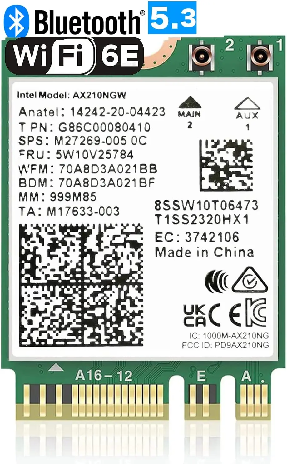 

Трехдиапазонная беспроводная Wi-Fi 6E AX210 карта 2.4 Гбит/с с Bluetooth 5.3 и поддержкой 802.11AX для Intel AX210NGW M.2 NGFF WLAN
