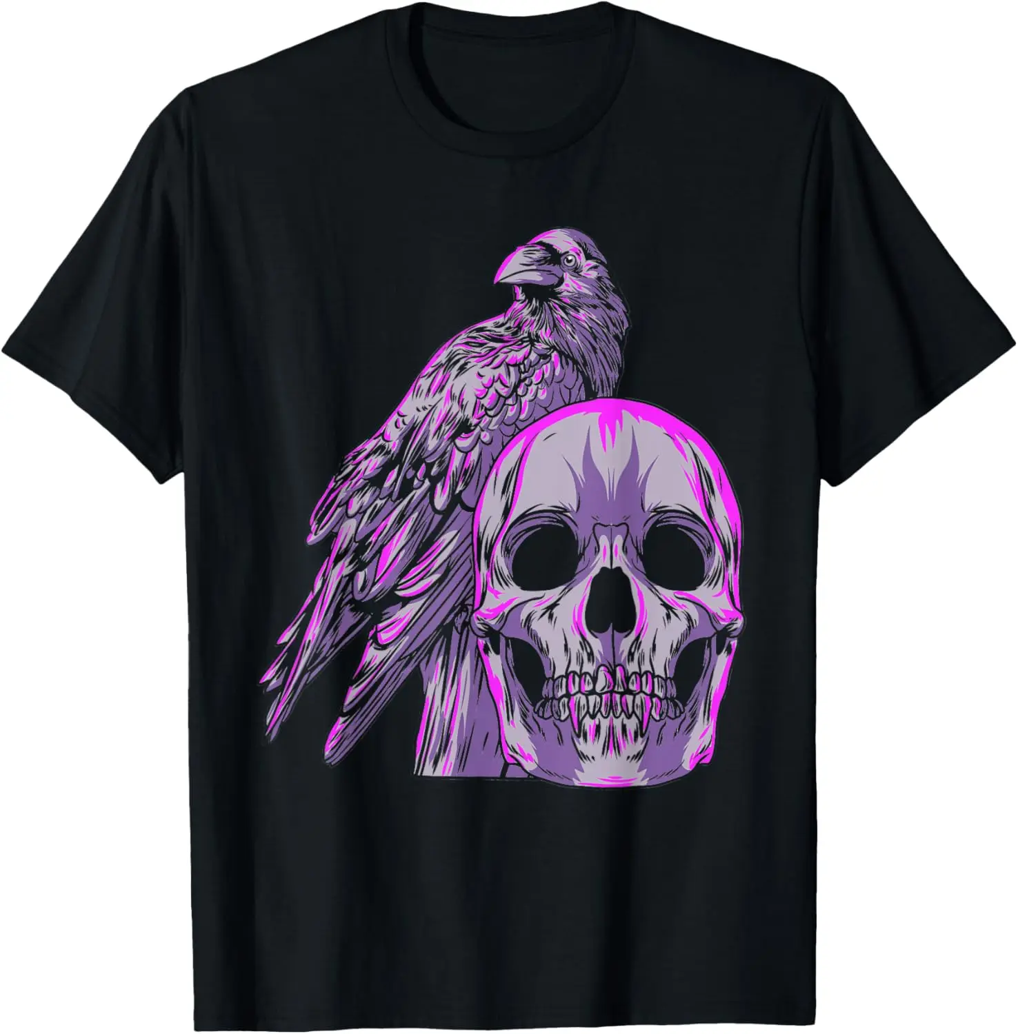 Goth Pastel Skull Crow Bird Skeleton Head Raven Gothic Lover T-Shirt